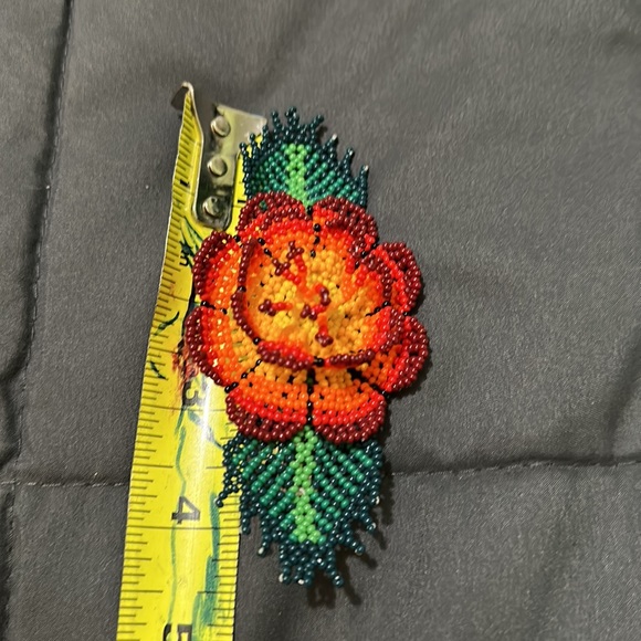Handmade Artisan by Huicholes Mexican Beaded Flower Hair Barrett - Picture 5 of 5
